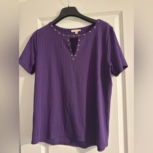 Reason Purple Ribbed Embellished‎ Blouse